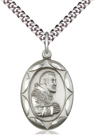 Sterling Silver Saint Pio of Pietrelcina Medal Catholic Jewelry Engraved Catholic Saint Jewelry