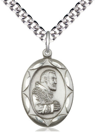 Sterling Silver Saint Pio of Pietrelcina Medal Catholic Jewelry Engraved Catholic Saint Jewelry