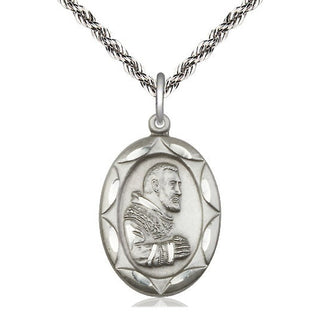 Sterling Silver Saint Pio of Pietrelcina Medal Catholic Jewelry Engraved Catholic Saint Jewelry