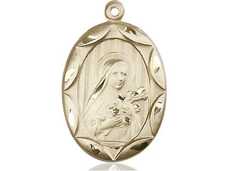 14kt Gold Filled Saint Theresa Medal Engraved Catholic Saint Jewelry