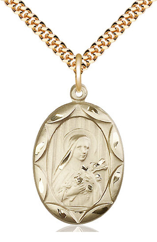 14kt Gold Filled Saint Theresa Medal Catholic Jewelry Engraved Catholic Saint Jewelry