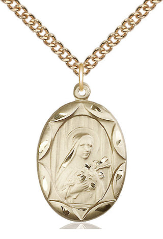 14kt Gold Filled Saint Theresa Medal Catholic Jewelry Engraved Catholic Saint Jewelry