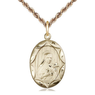 14kt Gold Filled Saint Theresa Medal Catholic Jewelry Engraved Catholic Saint Jewelry