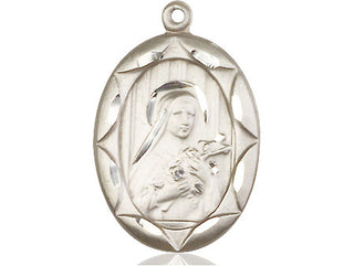 Sterling Silver Saint Theresa Medal Catholic Jewelry Engraved Catholic Saint Jewelry
