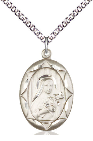 Sterling Silver Saint Theresa Medal Catholic Jewelry Engraved Catholic Saint Jewelry