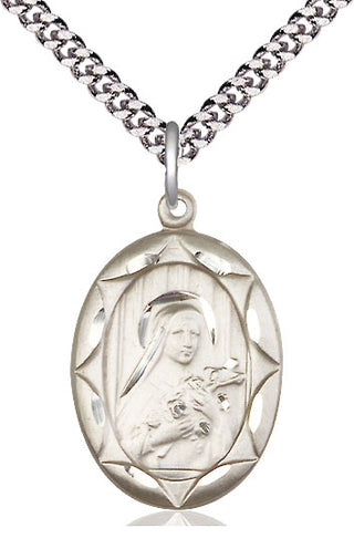 Sterling Silver Saint Theresa Medal Catholic Jewelry Engraved Catholic Saint Jewelry