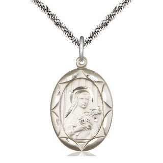 Sterling Silver Saint Theresa Medal Catholic Jewelry Engraved Catholic Saint Jewelry