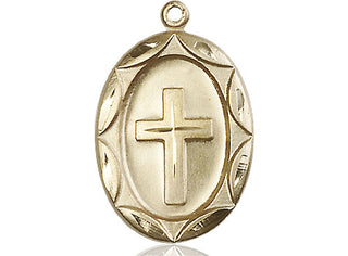 14kt Gold Filled Cross Medal Engraved Catholic Saint Jewelry