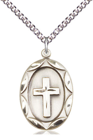 Sterling Silver Cross Medal Catholic Jewelry Engraved Catholic Saint Jewelry