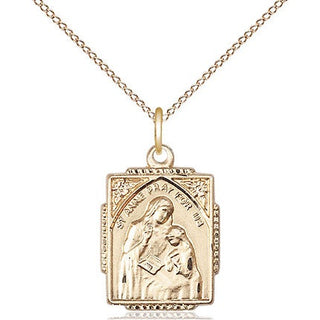 14kt Gold Filled Saint Anne Medal Religious Jewelry Engraved Catholic Saint Jewelry