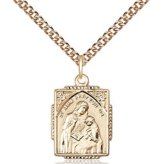 14kt Gold Filled Saint Anne Medal Religious Jewelry Engraved Catholic Saint Jewelry