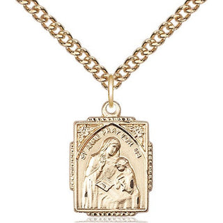 14kt Gold Filled Saint Anne Medal Religious Jewelry Engraved Catholic Saint Jewelry