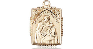 14kt Gold Saint Anne Medal Engraved Catholic Saint Jewelry