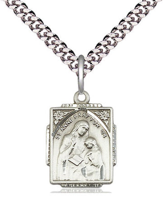 Pewter Saint Anne Medal Religious Jewelry Engraved Catholic Saint Jewelry