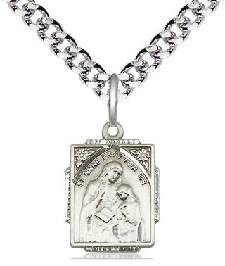 Pewter Saint Anne Medal Religious Jewelry Engraved Catholic Saint Jewelry