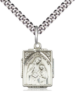 Pewter Saint Anne Medal Religious Jewelry Engraved Catholic Saint Jewelry
