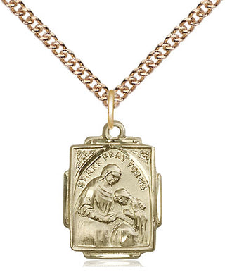 14kt Gold Filled Saint Ann Medal Religious Jewelry Engraved Catholic Saint Jewelry