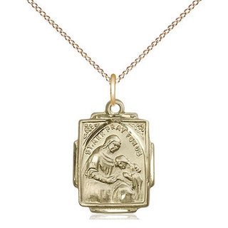 14kt Gold Saint Ann Medal Engraved Catholic Saint Jewelry
