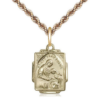 14kt Gold Saint Ann Medal Engraved Catholic Saint Jewelry