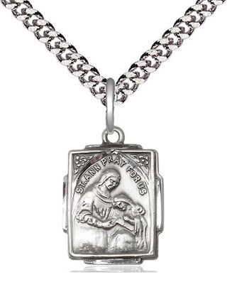Sterling Silver Saint Ann Medal Religious Jewelry Engraved Catholic Saint Jewelry