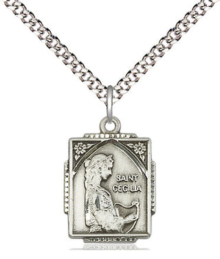 Sterling Silver Saint Cecilia Medal Religious Jewelry Engraved Catholic Saint Jewelry
