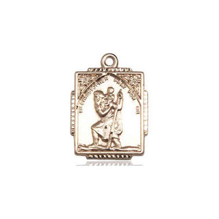 14kt Gold Saint Christopher Medal Engraved Catholic Saint Jewelry