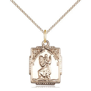 14kt Gold Saint Christopher Medal Engraved Catholic Saint Jewelry