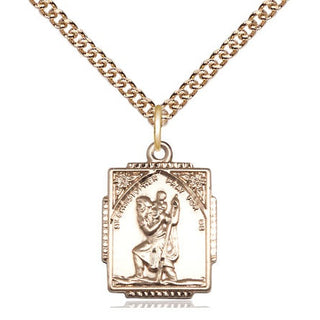 14kt Gold Saint Christopher Medal Engraved Catholic Saint Jewelry