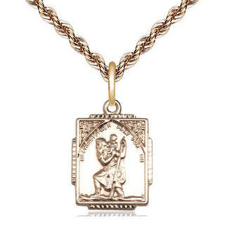 14kt Gold Saint Christopher Medal Engraved Catholic Saint Jewelry