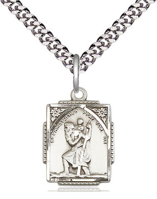 Pewter Saint Christopher Medal Religious Jewelry Engraved Catholic Saint Jewelry