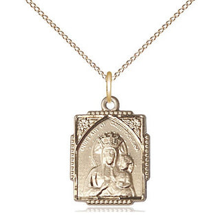 14kt Gold Our Lady of Czestochowa Medal Engraved Catholic Saint Jewelry