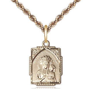 14kt Gold Our Lady of Czestochowa Medal Engraved Catholic Saint Jewelry