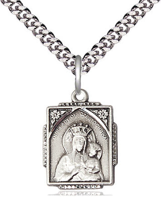Sterling Silver Our Lady of Czestochowa Medal Religious Jewelry Engraved Catholic Saint Jewelry