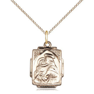14kt Gold Saint Anthony Medal Engraved Catholic Saint Jewelry