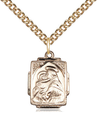 14kt Gold Saint Anthony Medal Engraved Catholic Saint Jewelry