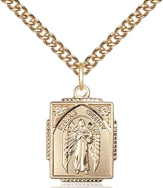 14kt Gold Divine Mercy Medal Engraved Catholic Saint Jewelry
