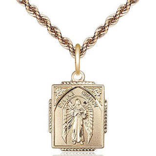 14kt Gold Divine Mercy Medal Engraved Catholic Saint Jewelry