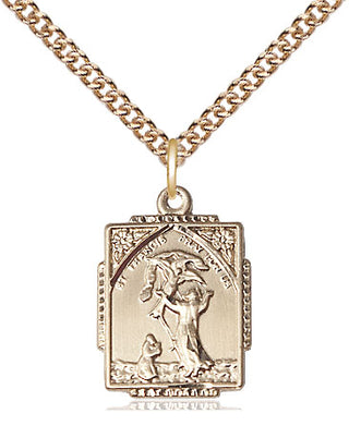 14kt Gold Filled Saint Francis of Assisi Medal Religious Jewelry Engraved Catholic Saint Jewelry