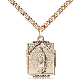 14kt Gold Our Lady of Guadalupe Medal Engraved Catholic Saint Jewelry