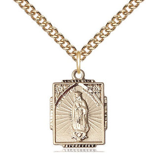 14kt Gold Our Lady of Guadalupe Medal Engraved Catholic Saint Jewelry