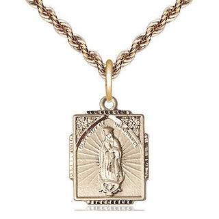 14kt Gold Our Lady of Guadalupe Medal Engraved Catholic Saint Jewelry