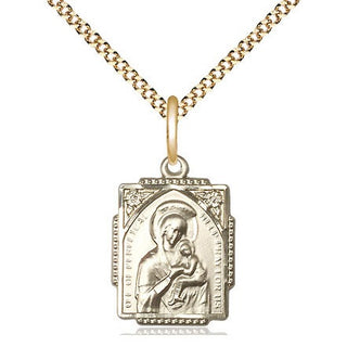 14kt Gold Filled Our Lady of Perpetual Help Medal Religious Jewelry Engraved Catholic Saint Jewelry