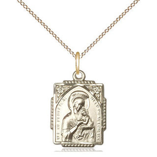 14kt Gold Filled Our Lady of Perpetual Help Medal Religious Jewelry Engraved Catholic Saint Jewelry