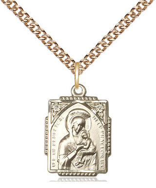 14kt Gold Filled Our Lady of Perpetual Help Medal Religious Jewelry Engraved Catholic Saint Jewelry