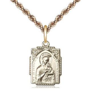 14kt Gold Filled Our Lady of Perpetual Help Medal Religious Jewelry Engraved Catholic Saint Jewelry
