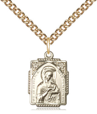 14kt Gold Our Lady of Perpetual Help Medal Engraved Catholic Saint Jewelry