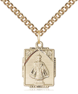 14kt Gold Filled Infant of Prague Medal Religious Jewelry Engraved Catholic Saint Jewelry