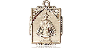 14kt Gold Infant of Prague Medal Engraved Catholic Saint Jewelry