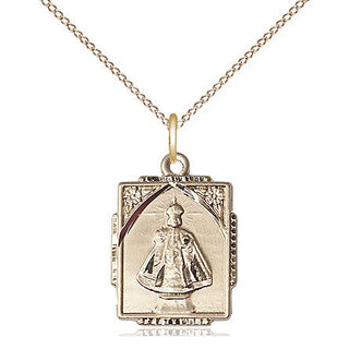 14kt Gold Infant of Prague Medal Engraved Catholic Saint Jewelry