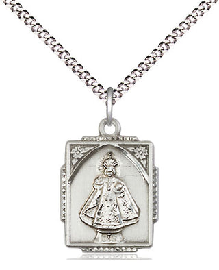 Sterling Silver Infant of Prague Medal Religious Jewelry Engraved Catholic Saint Jewelry